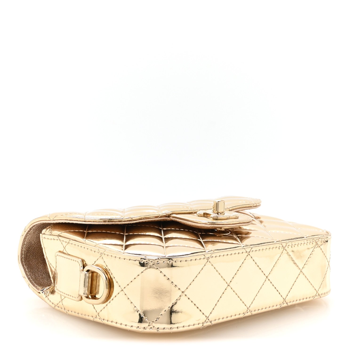 Mirror Calfskin Metallic Calfskin Quilted Hollywood Boulevard Mini Flap With Star Coin Purse Gold — view 4
