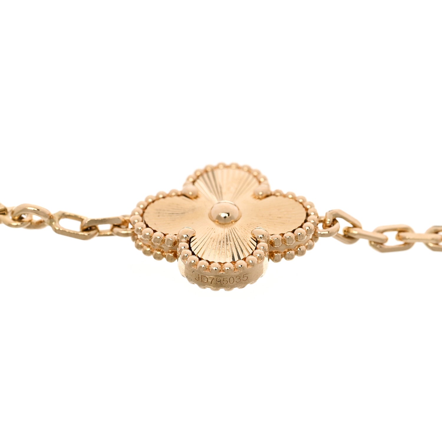 18K Yellow Gold 5 Motifs Guilloche Vintage Alhambra Bracelet — view 3