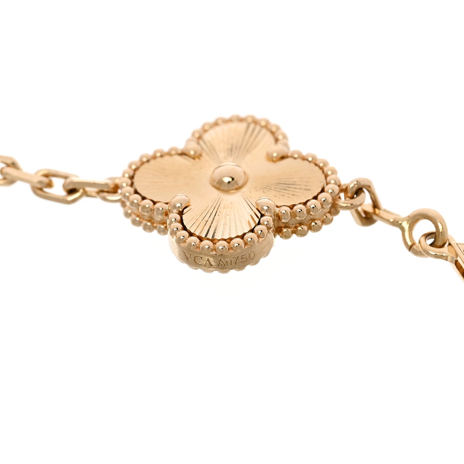 18K Yellow Gold 5 Motifs Guilloche Vintage Alhambra Bracelet — view 4