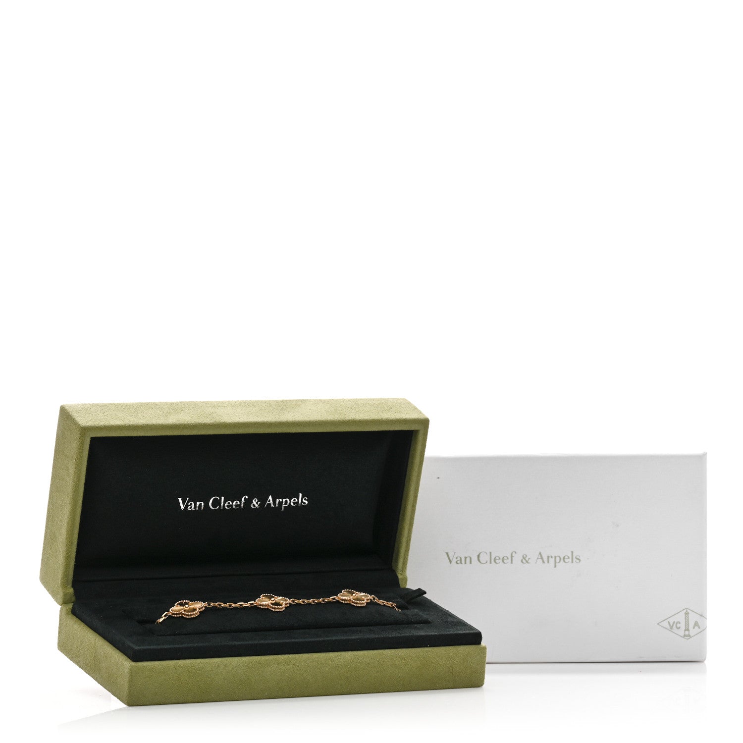 18K Yellow Gold 5 Motifs Guilloche Vintage Alhambra Bracelet — view 5