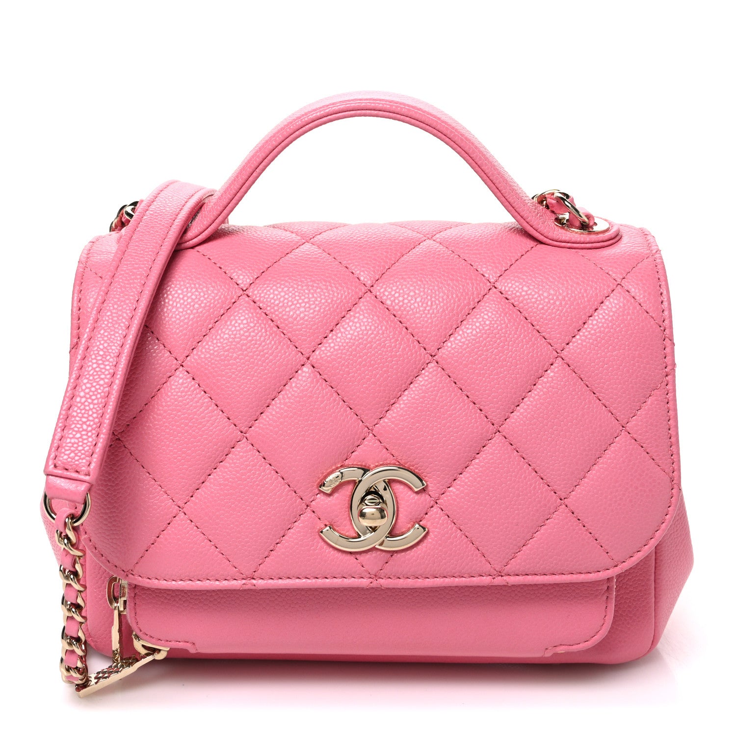 Caviar Quilted Small Business Affinity Flap Pink