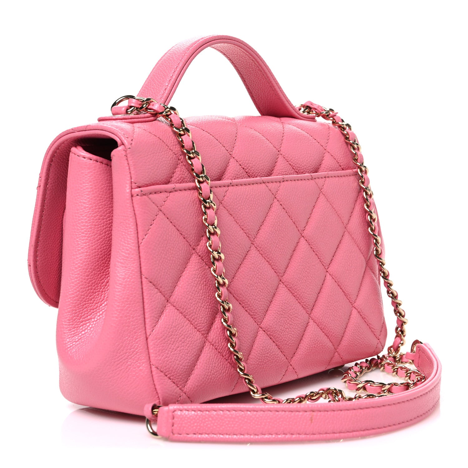 Caviar Quilted Small Business Affinity Flap Pink — view 2