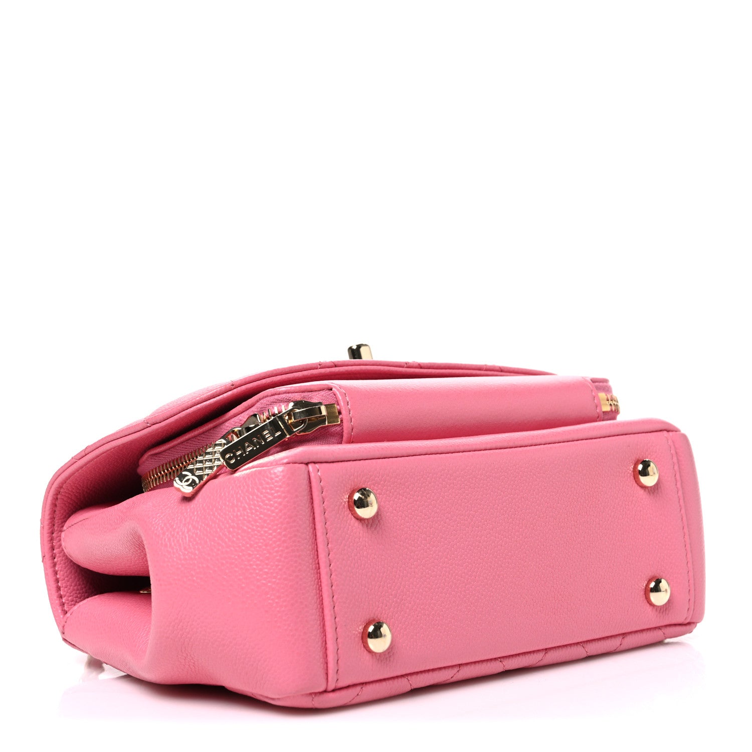 Caviar Quilted Small Business Affinity Flap Pink — view 3