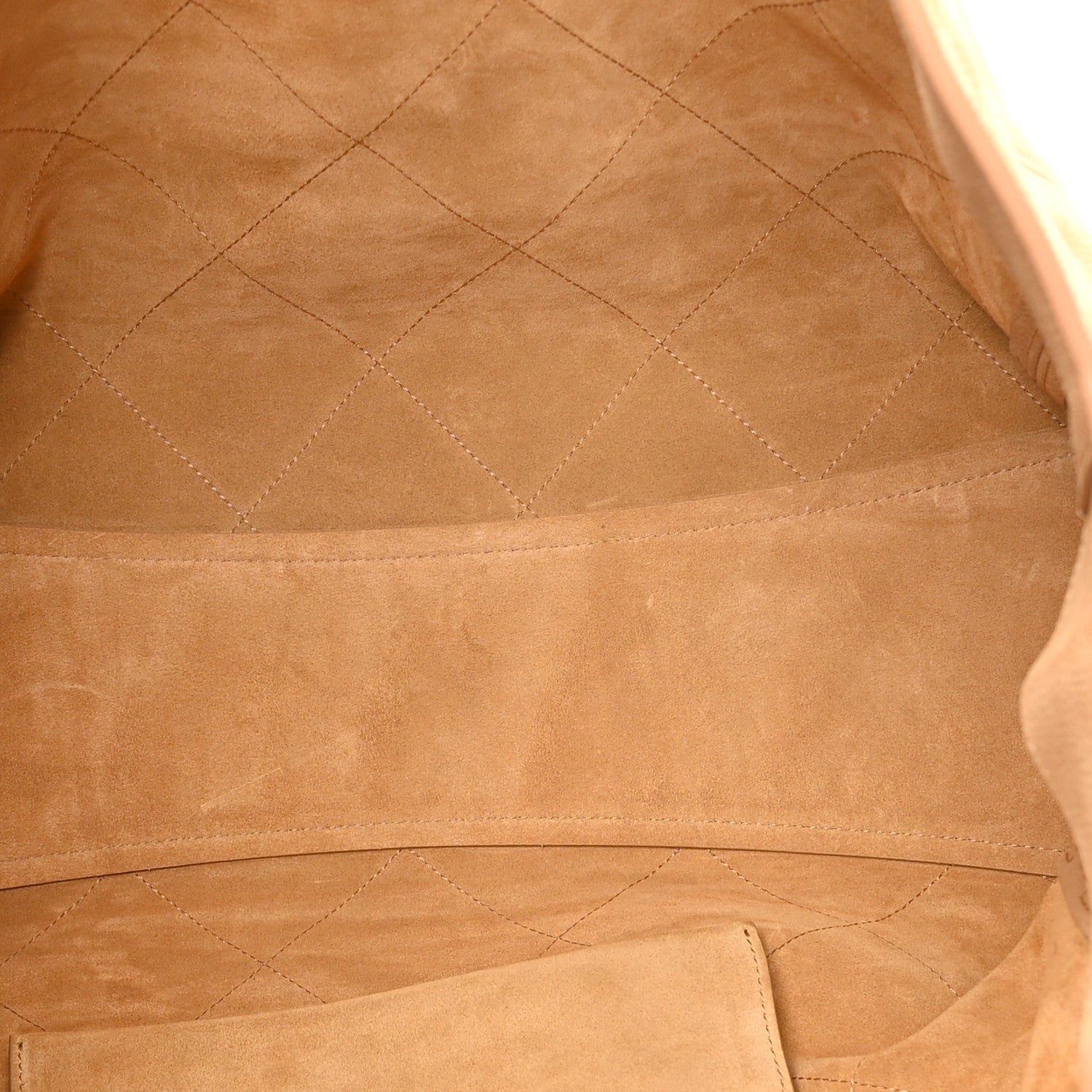 Grained Nubuck Calfskin Quilted Maxi Shopping Bag Beige — view 5