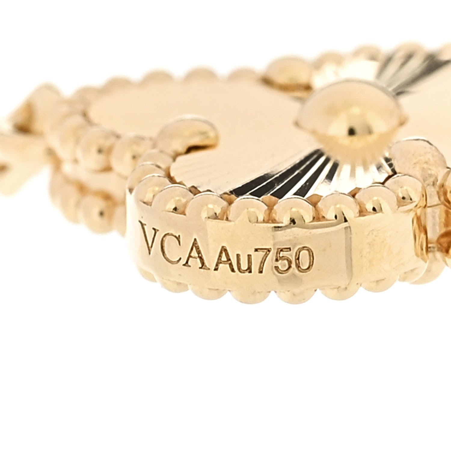 18K Yellow Gold Diamond 5 Motifs Guilloche Vintage Alhambra Bracelet — view 4