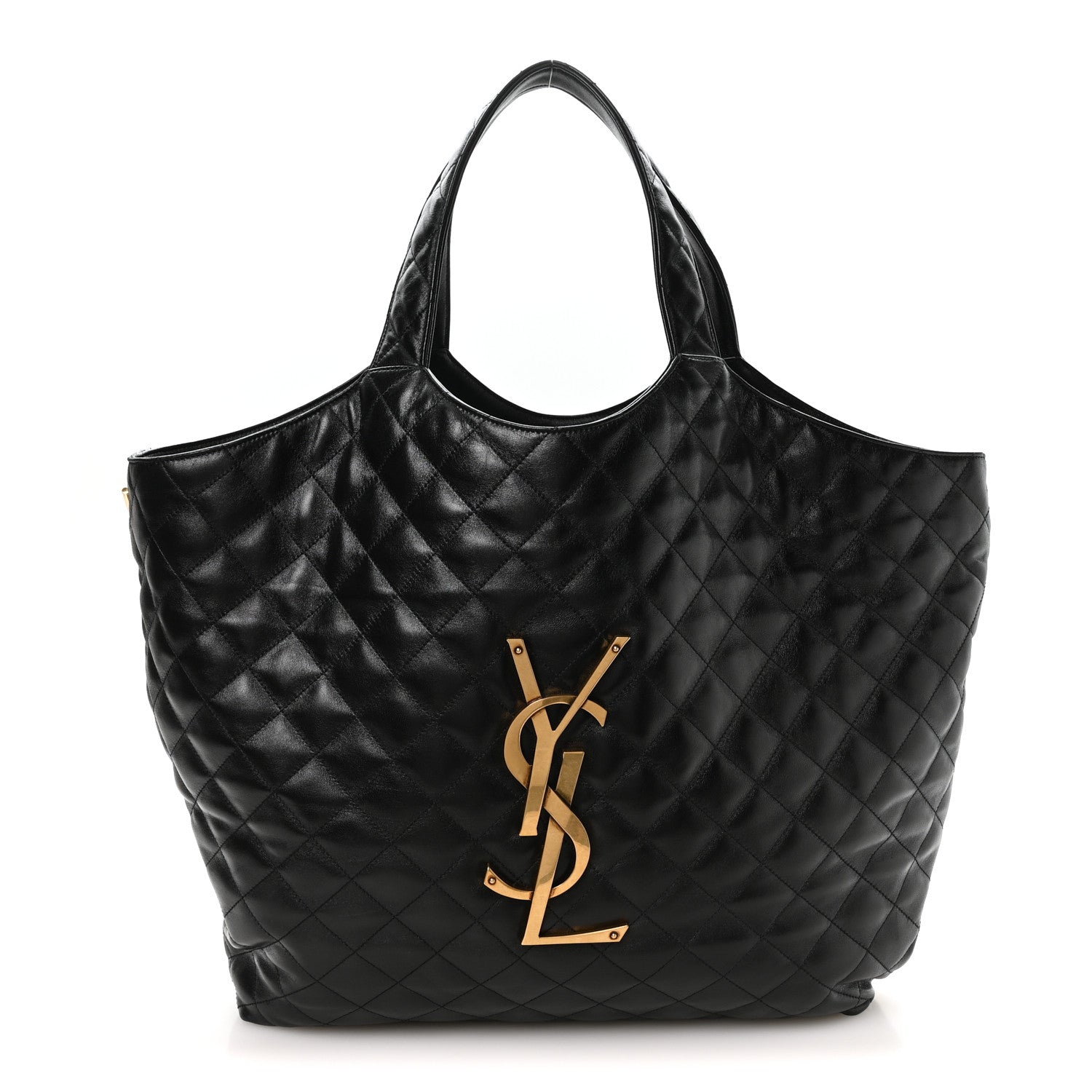 Lambskin Quilted Maxi Icare Shopping Tote Black