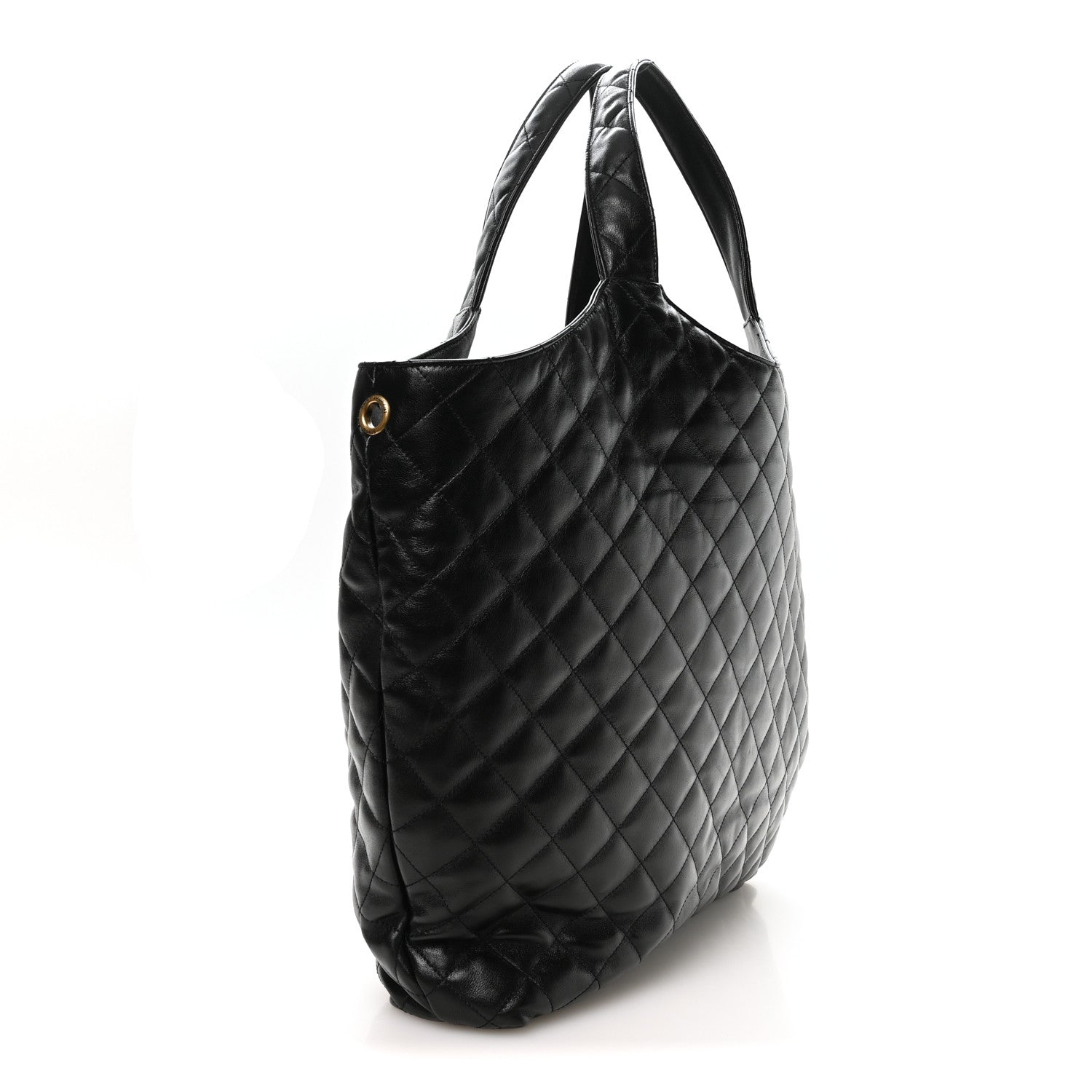 Lambskin Quilted Maxi Icare Shopping Tote Black — view 3