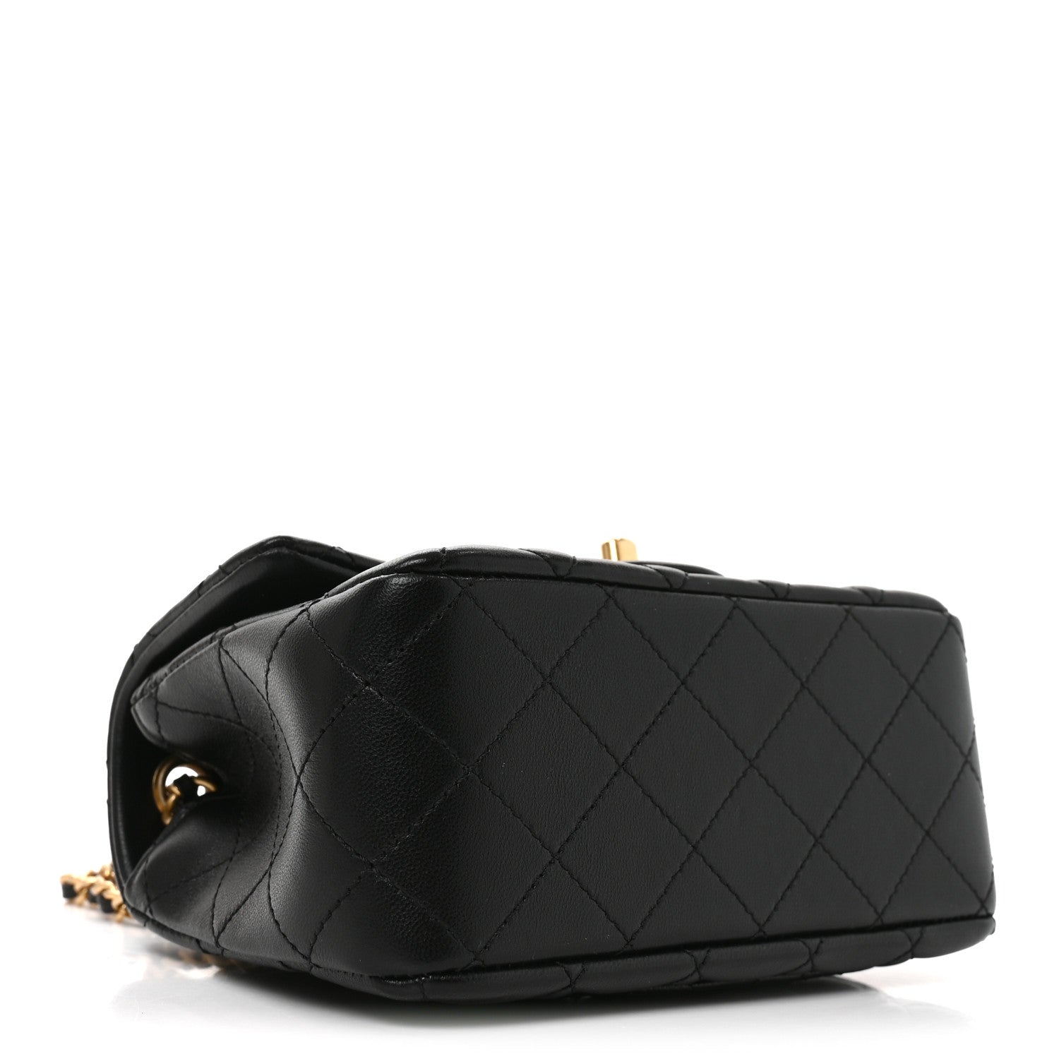 Lambskin Quilted Mini Pearl Crush Flap Black — view 4