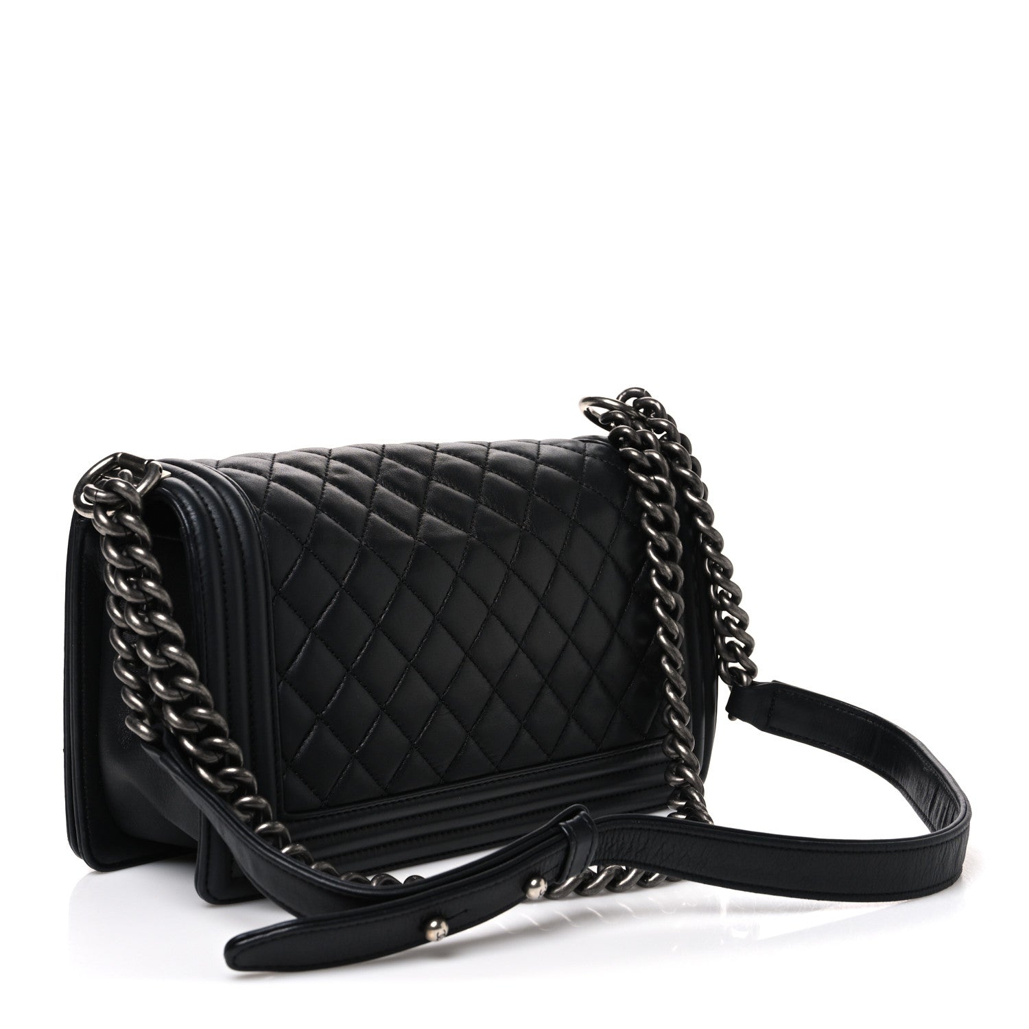 Lambskin Quilted Medium Boy Flap Black — view 3