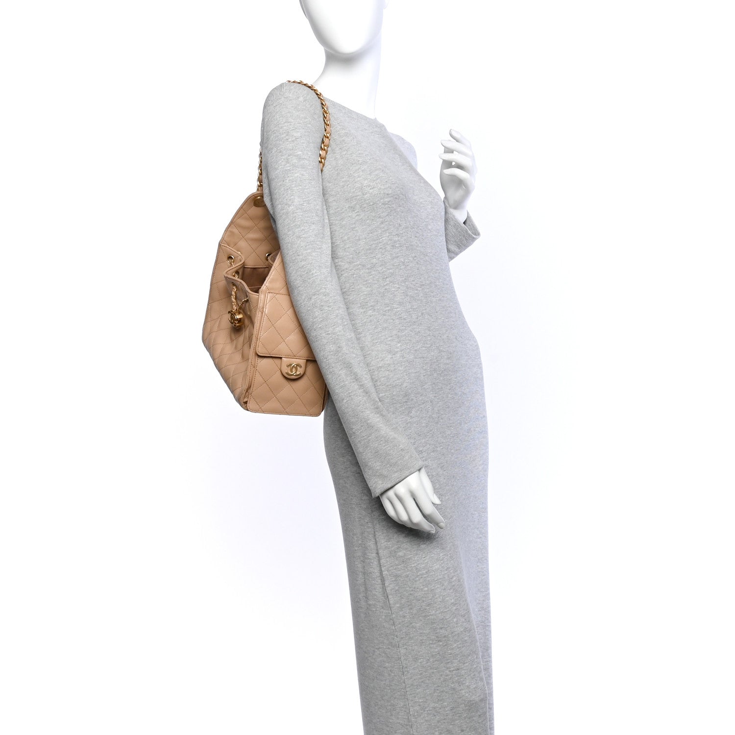 Caviar Quilted Small Chanel 25 Handbag Beige — view 2