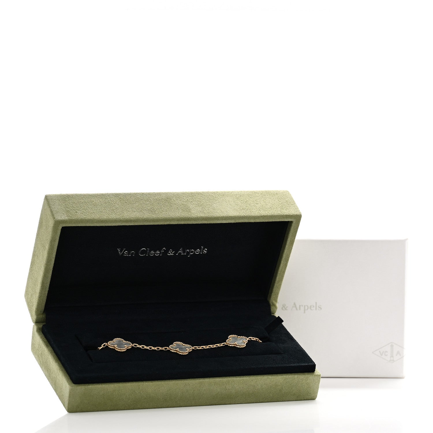 18K Yellow Gold Mother of Pearl 5 Motifs Vintage Alhambra Bracelet — view 5