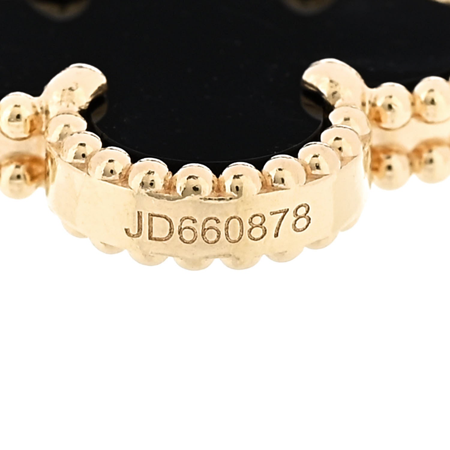 18K Yellow Gold Black Onyx 5 Motifs Vintage Alhambra Bracelet — view 5