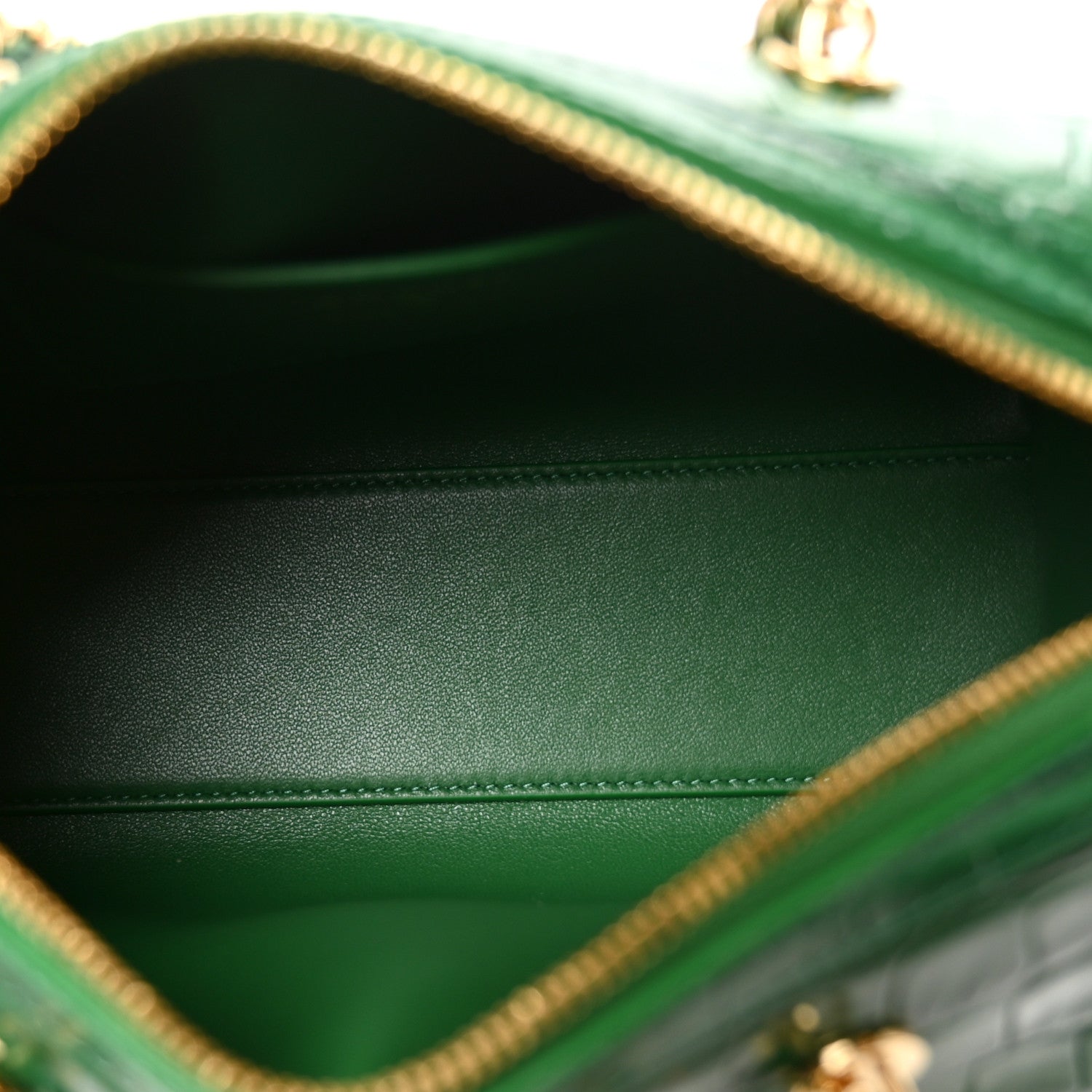 Calfskin Crocodile Embossed Mini Bowling Clutch With Chain Green — view 5