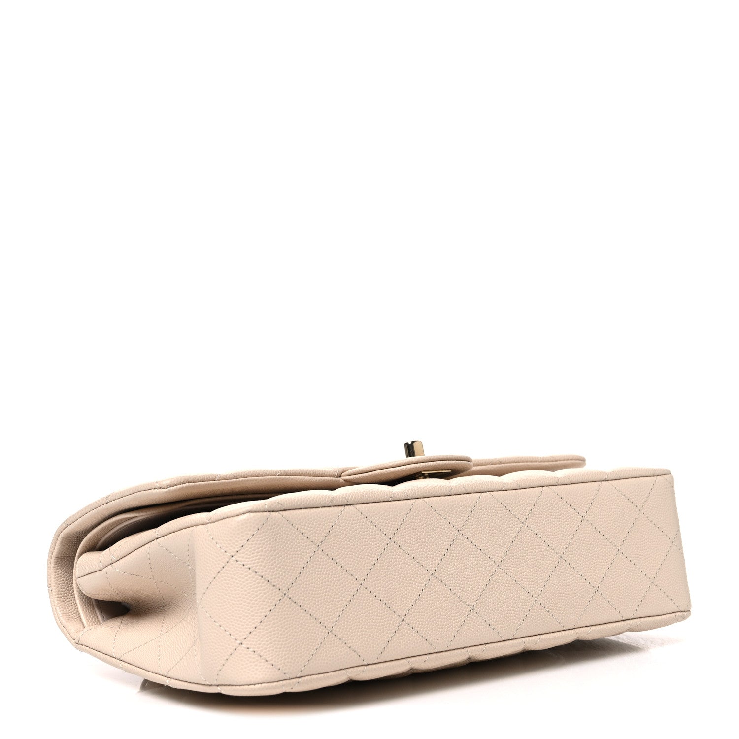 Caviar Quilted Medium Double Flap Ecru — view 4