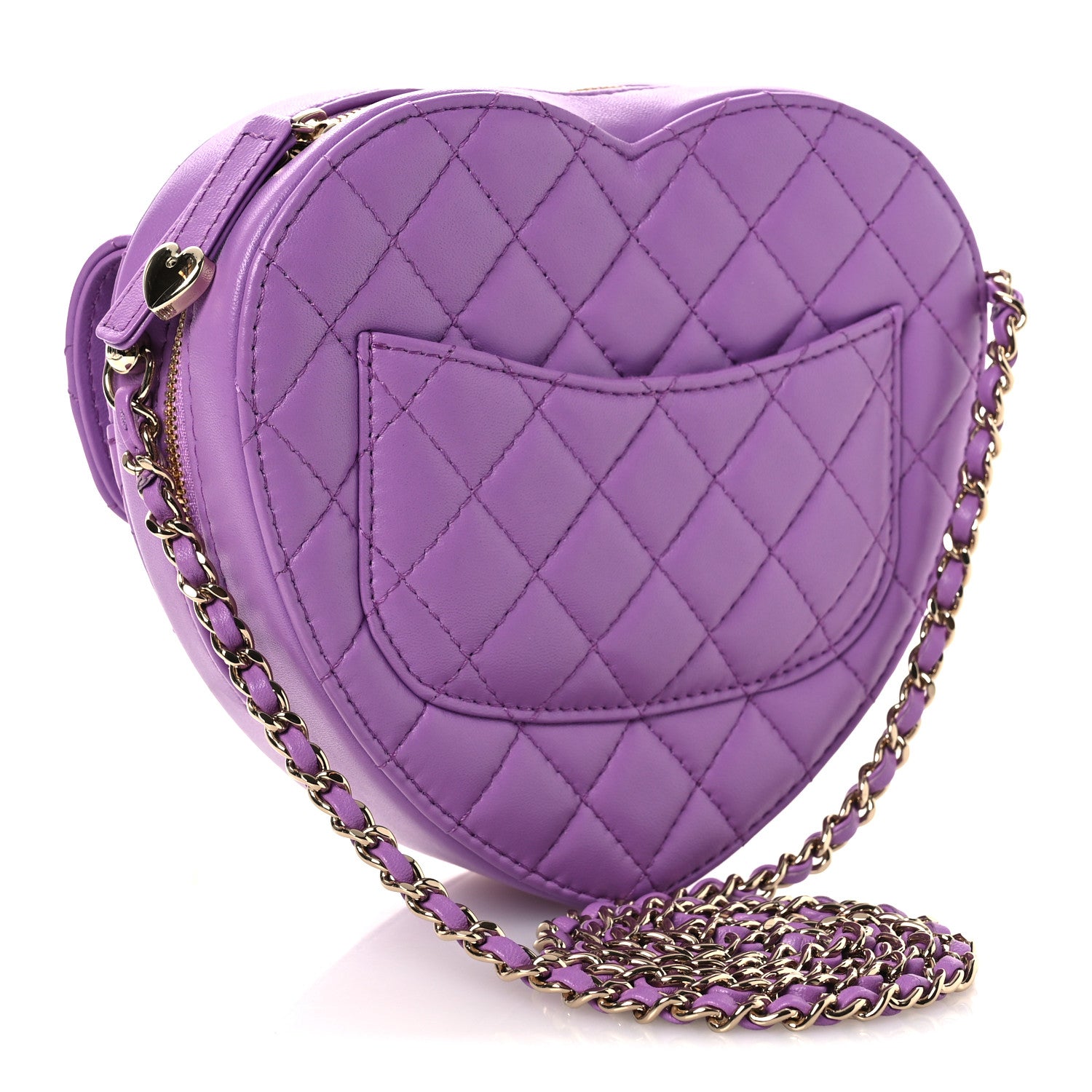 Lambskin Quilted CC In Love Heart Bag Purple — view 2