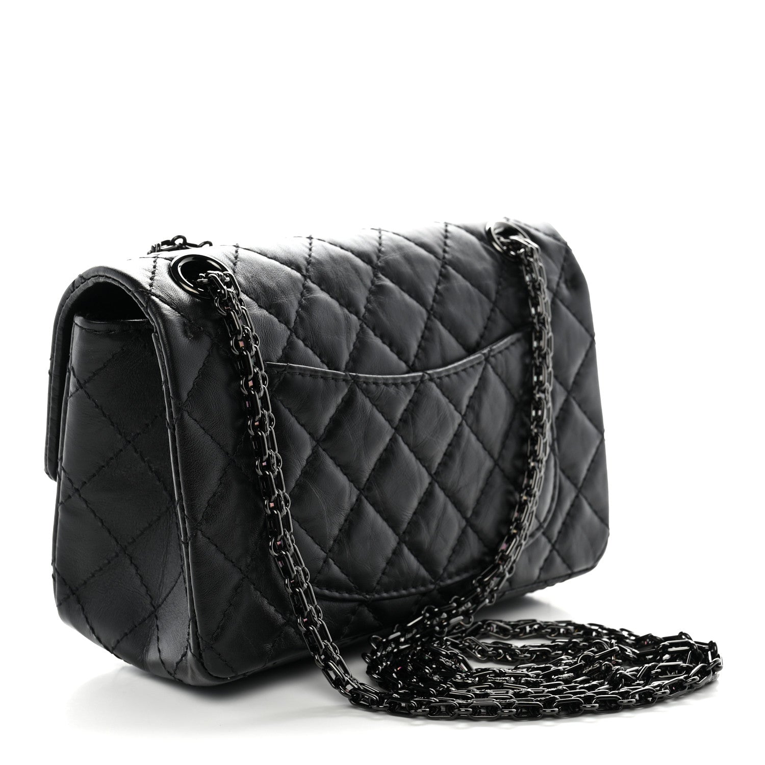 Aged Calfskin Quilted 2.55 Reissue Mini Flap So Black — view 3