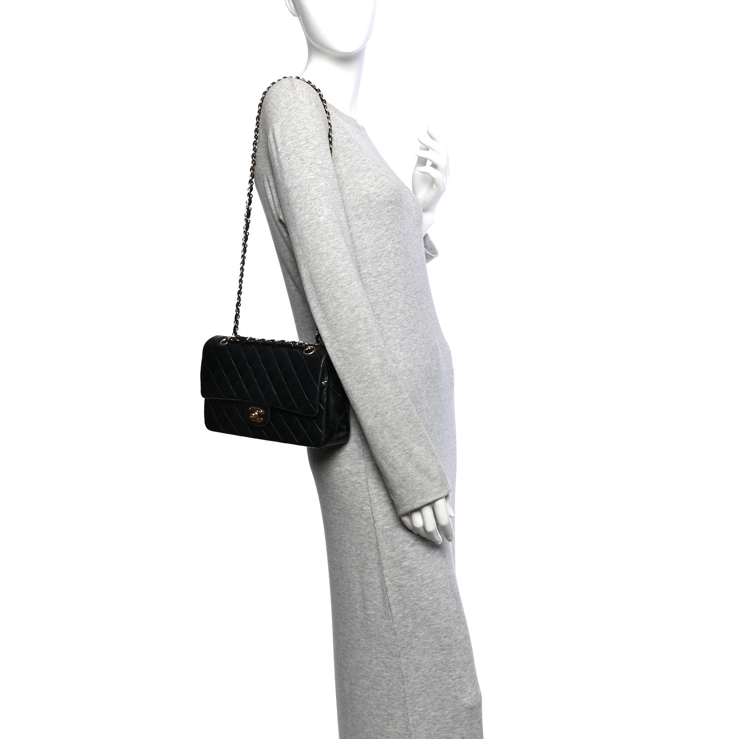 Lambskin Quilted Medium Double Flap Black — view 2
