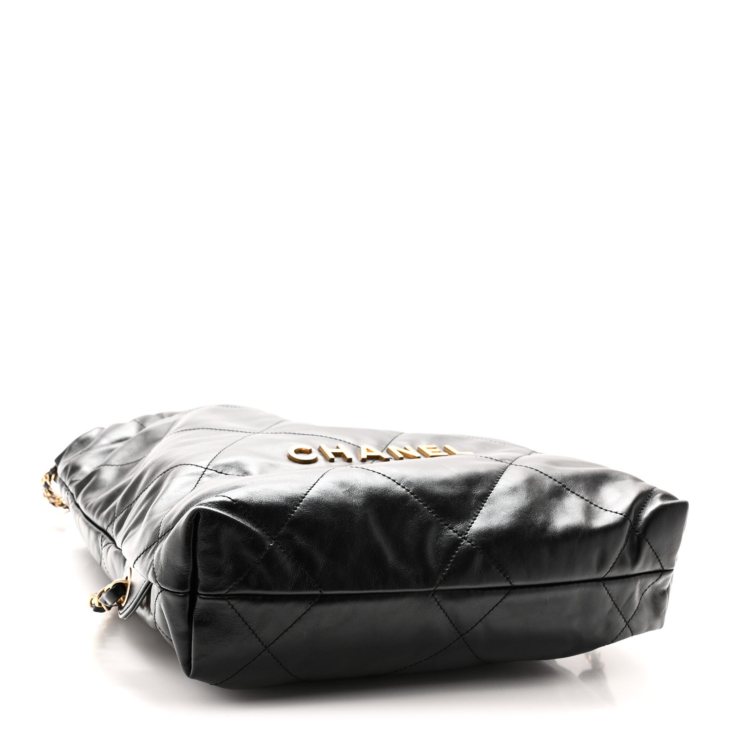 Shiny Calfskin Quilted Chanel 22 Backpack Black — view 4