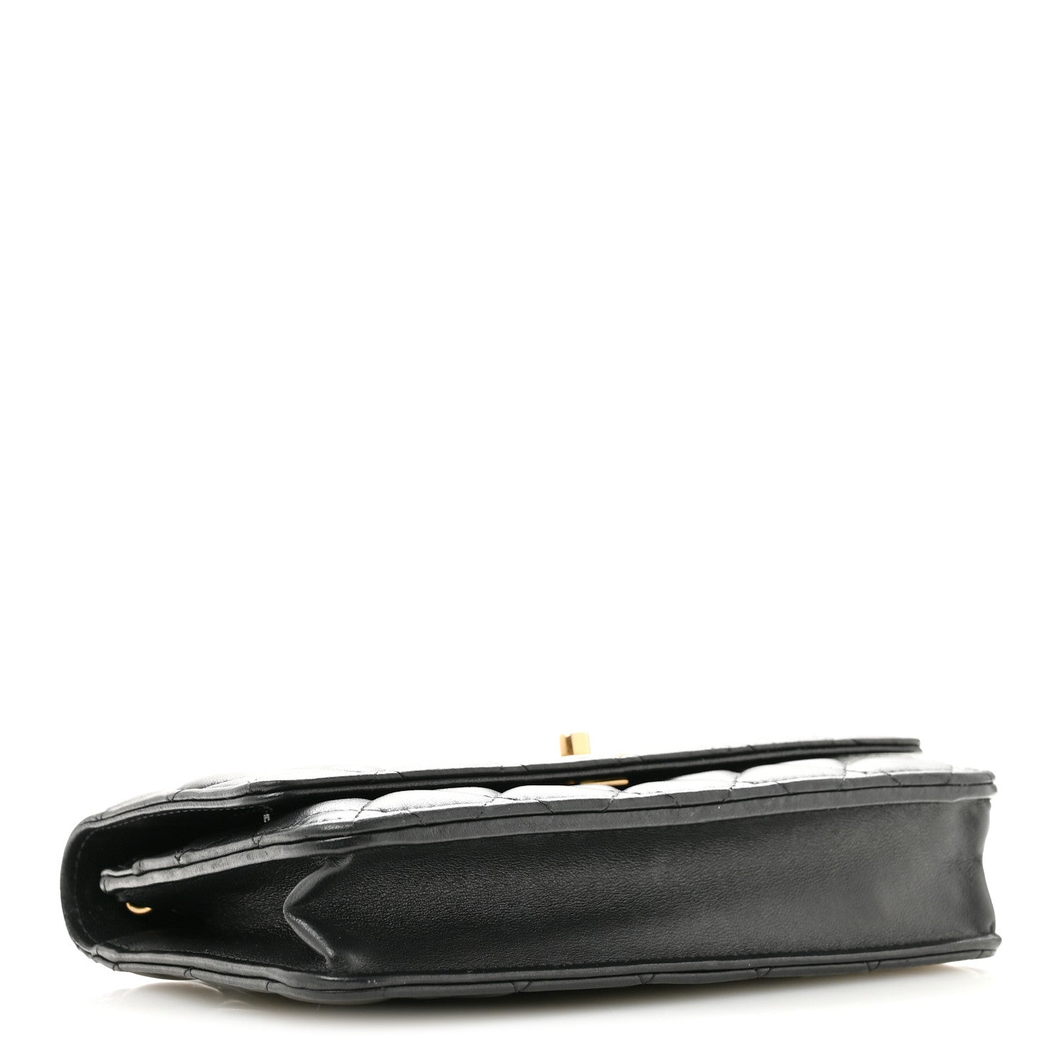 Lambskin Quilted CC Pearl Crush Wallet on Chain WOC Black — view 4