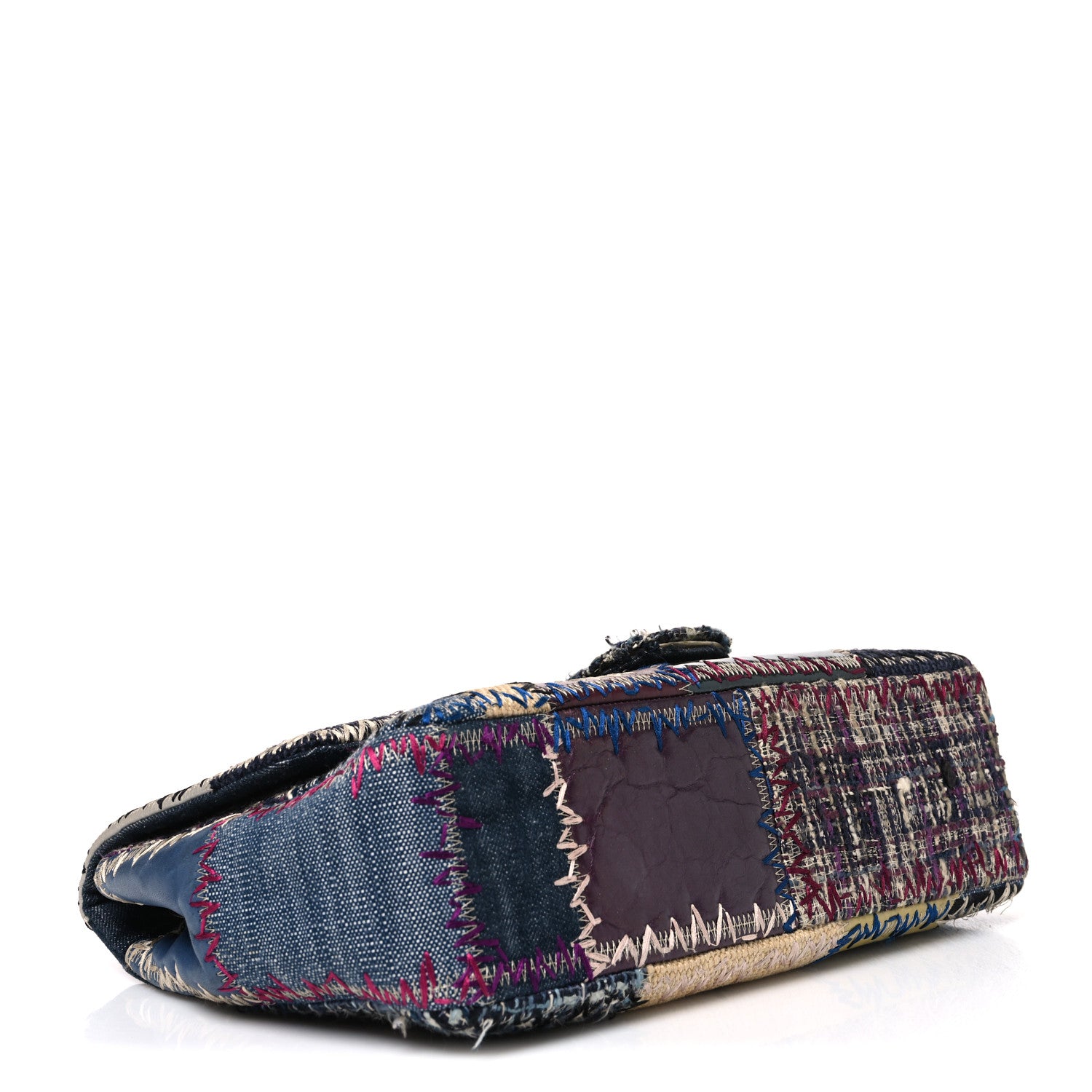 Denim Tweed Patchwork Jumbo Single Flap Multicolor — view 3