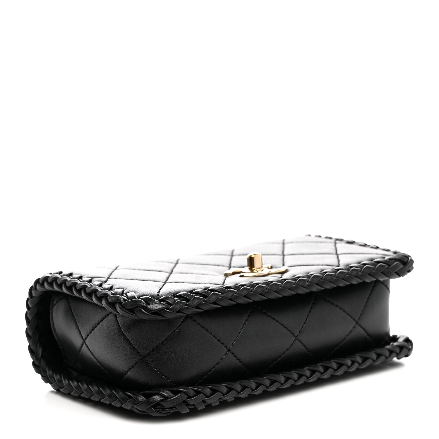 Lambskin Quilted Small Whipstitch Flap Bag Black — view 4