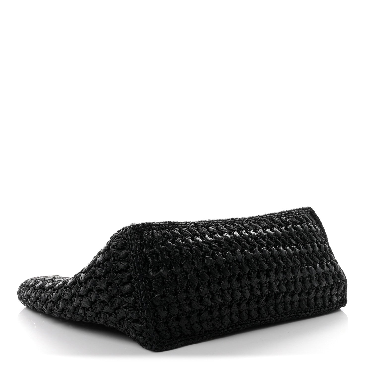 Raffia Effect Calfskin Coco Beach Shopping Tote Black — view 3