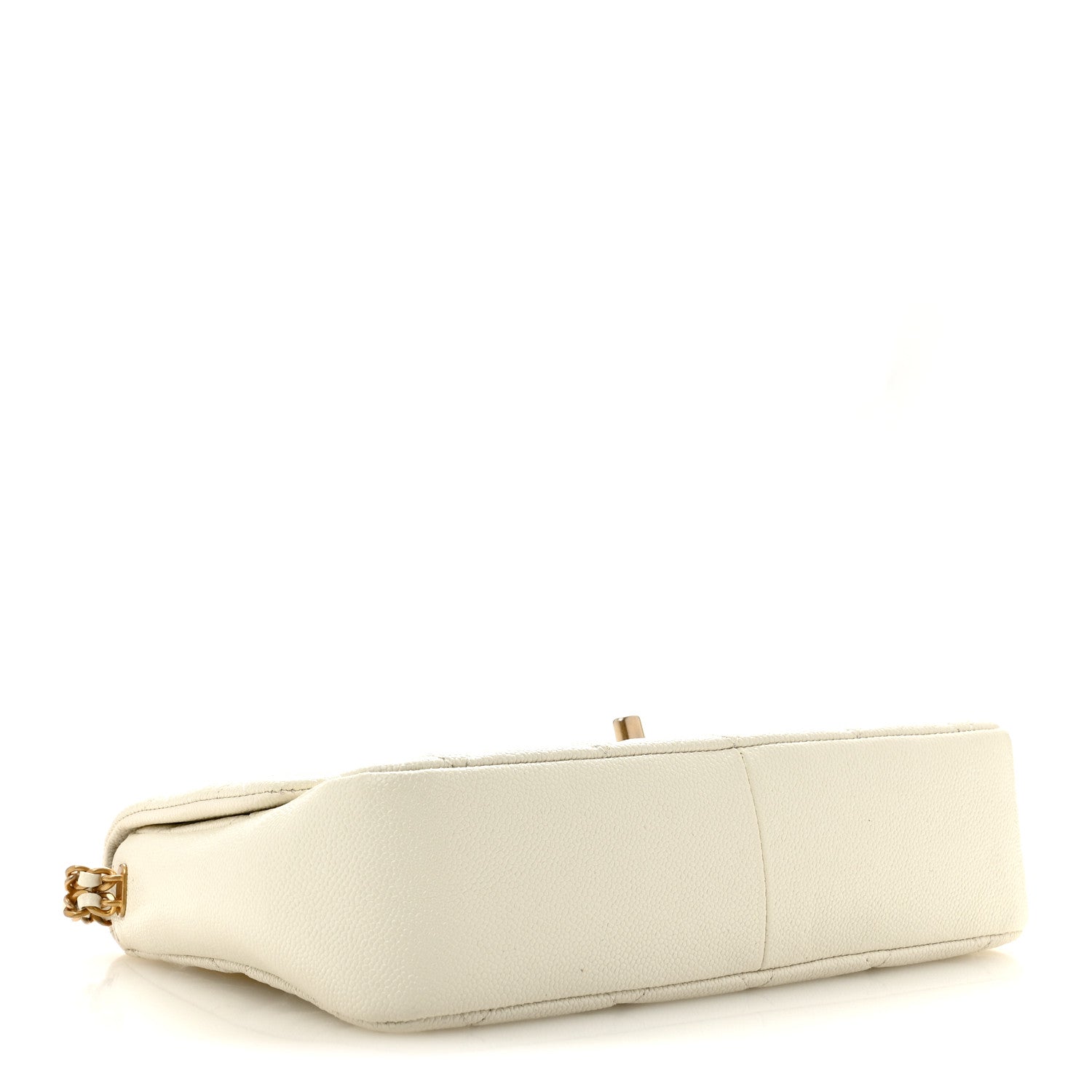 Shiny Caviar Quilted Large Chain Melody Flap White — view 4