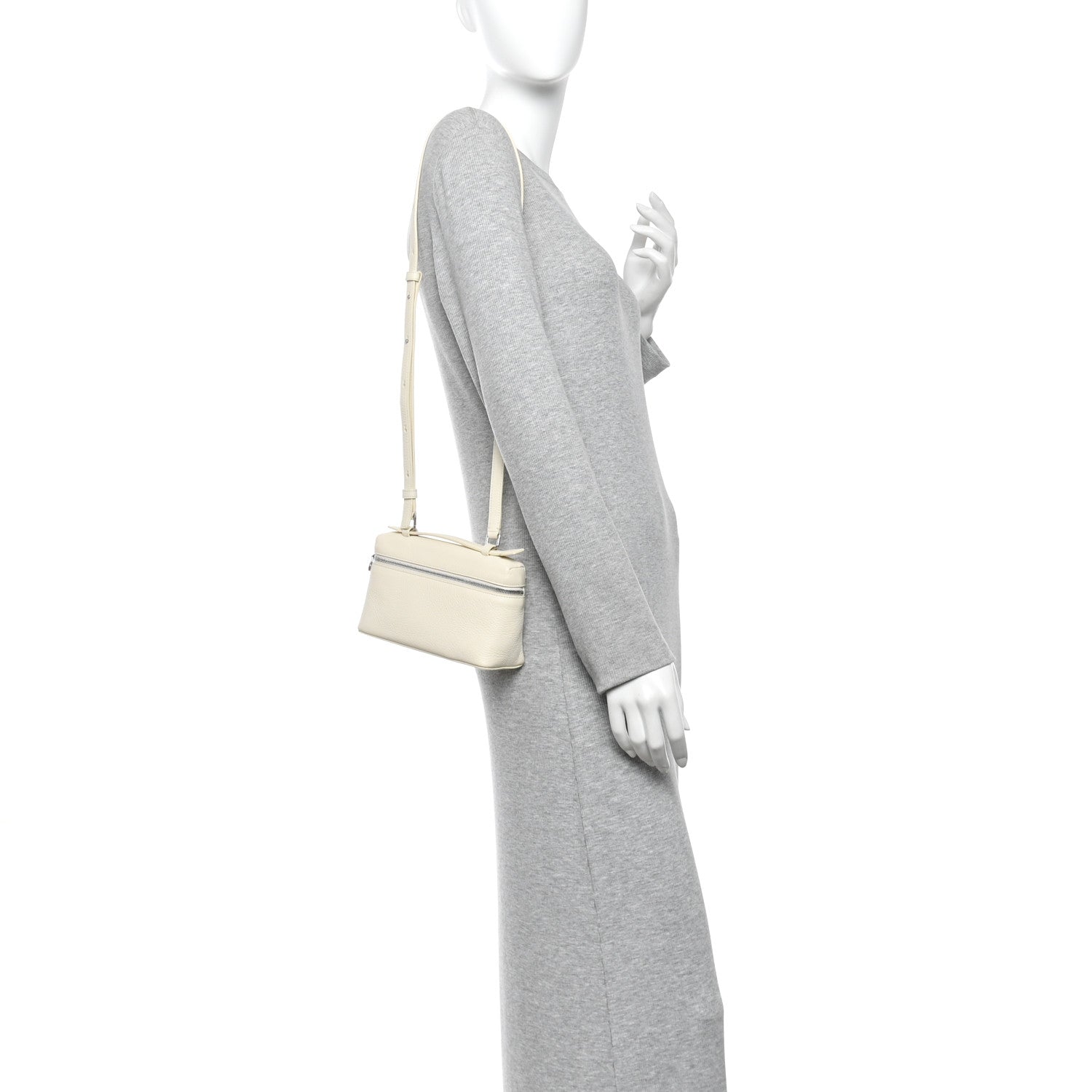 Grained Calfskin L19 Extra Pocket Pouch Whisper White — view 2
