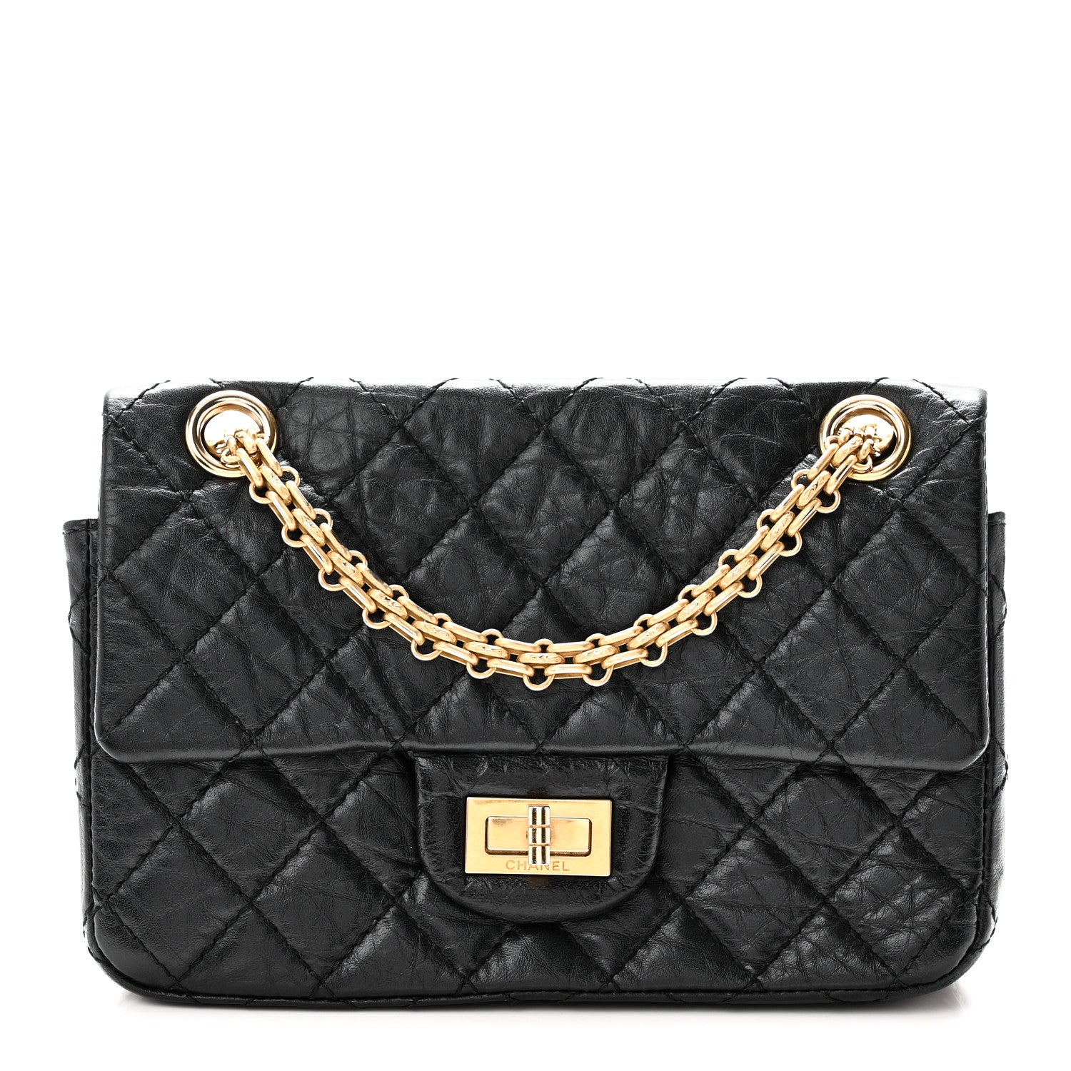 Aged Calfskin Quilted 2.55 Reissue Mini Flap Black