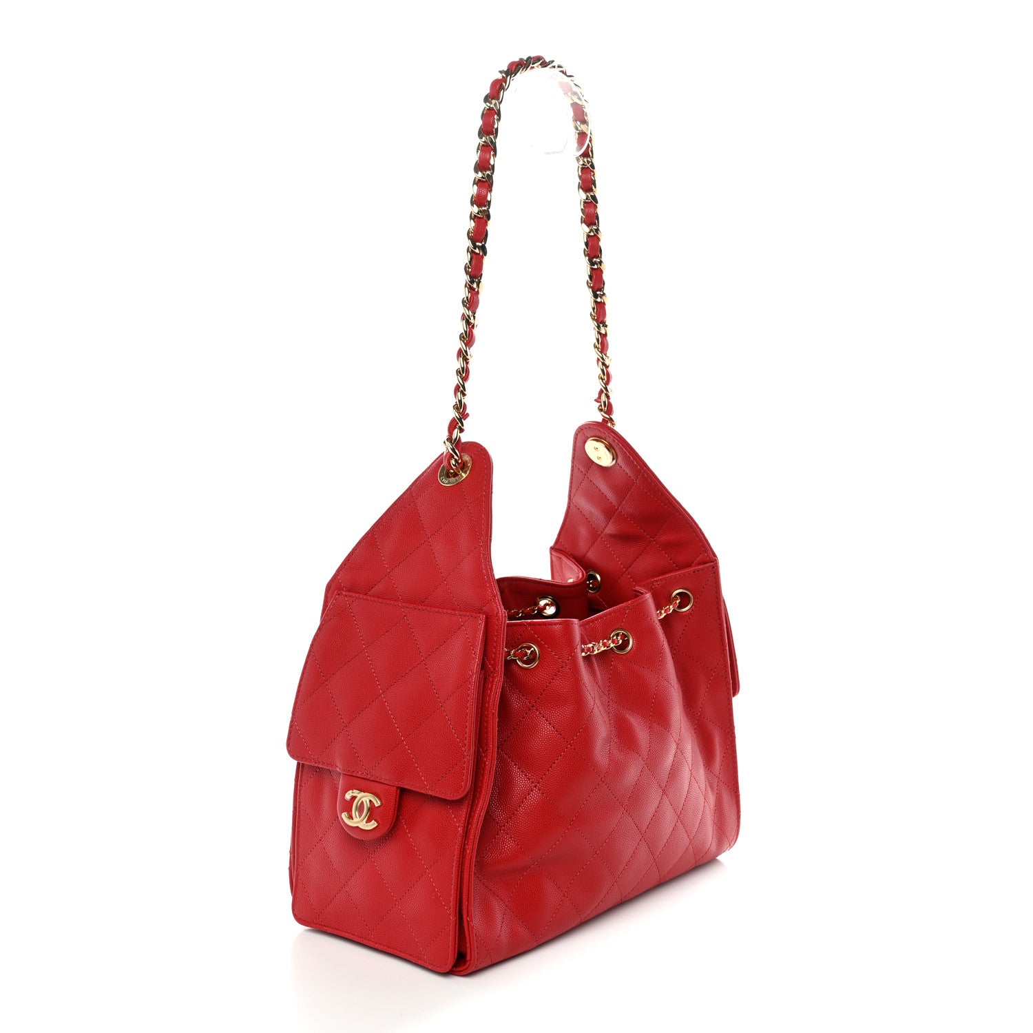 Caviar Quilted Small Chanel 25 Handbag Dark Red — view 3