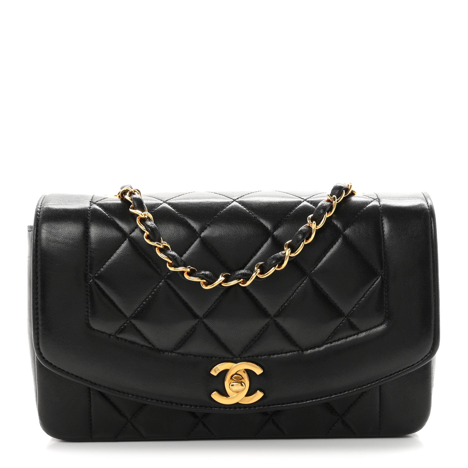 Lambskin Quilted Small Single Flap Black