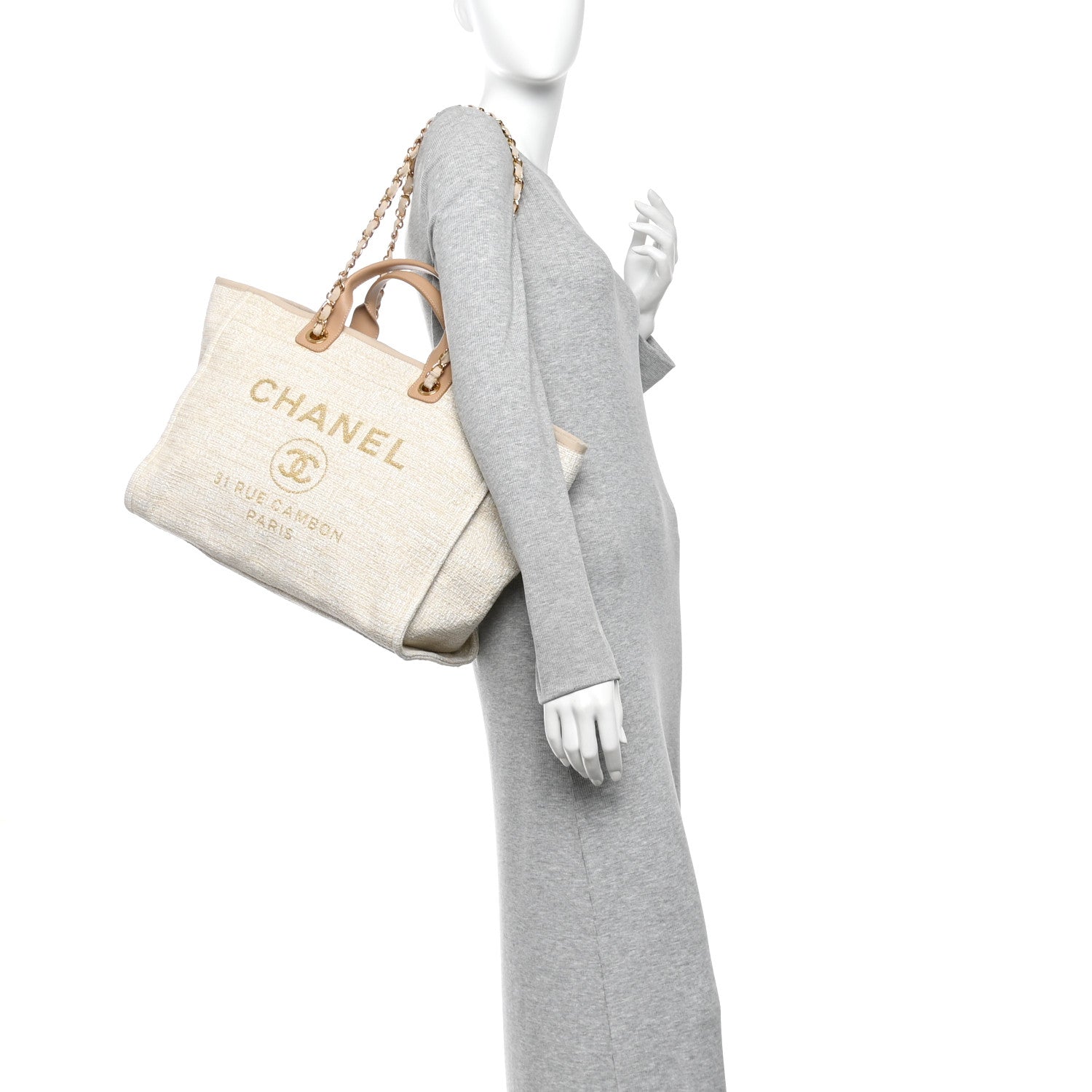 Canvas Medium Deauville Tote Light Beige — view 2