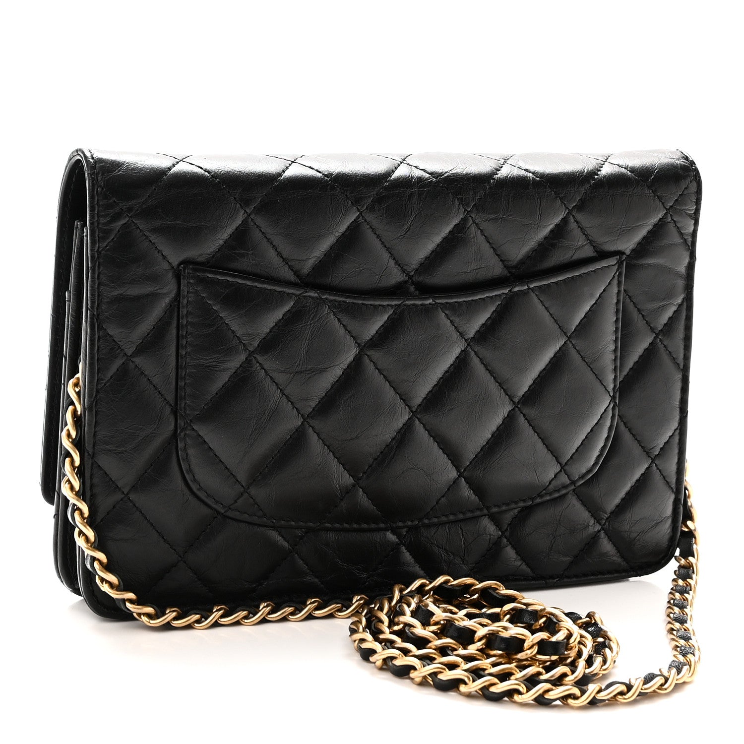 Aged Calfskin Lucky Charms Casino 2.55 Reissue Wallet on Chain WOC Black — view 3