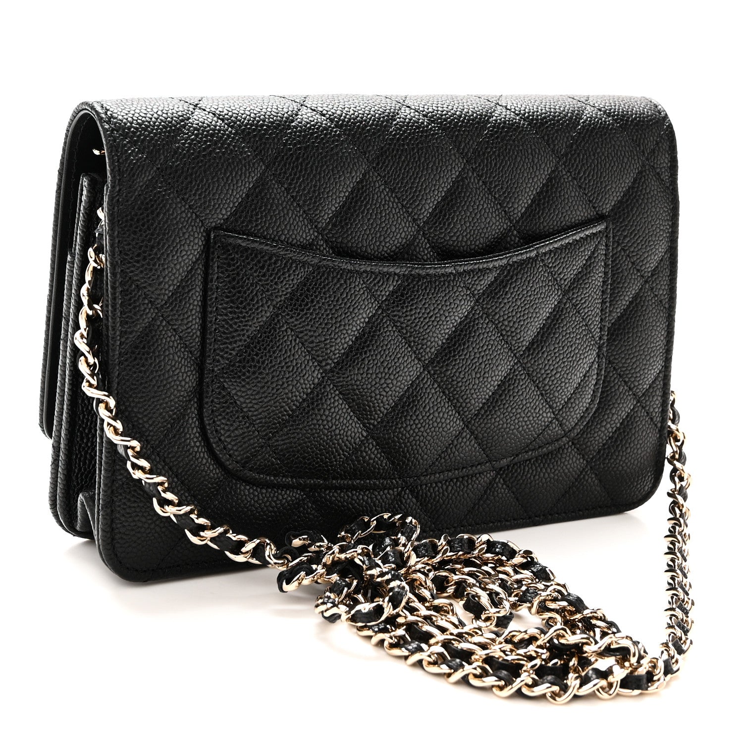 Caviar Quilted Bow Wallet On Chain WOC Black — view 3