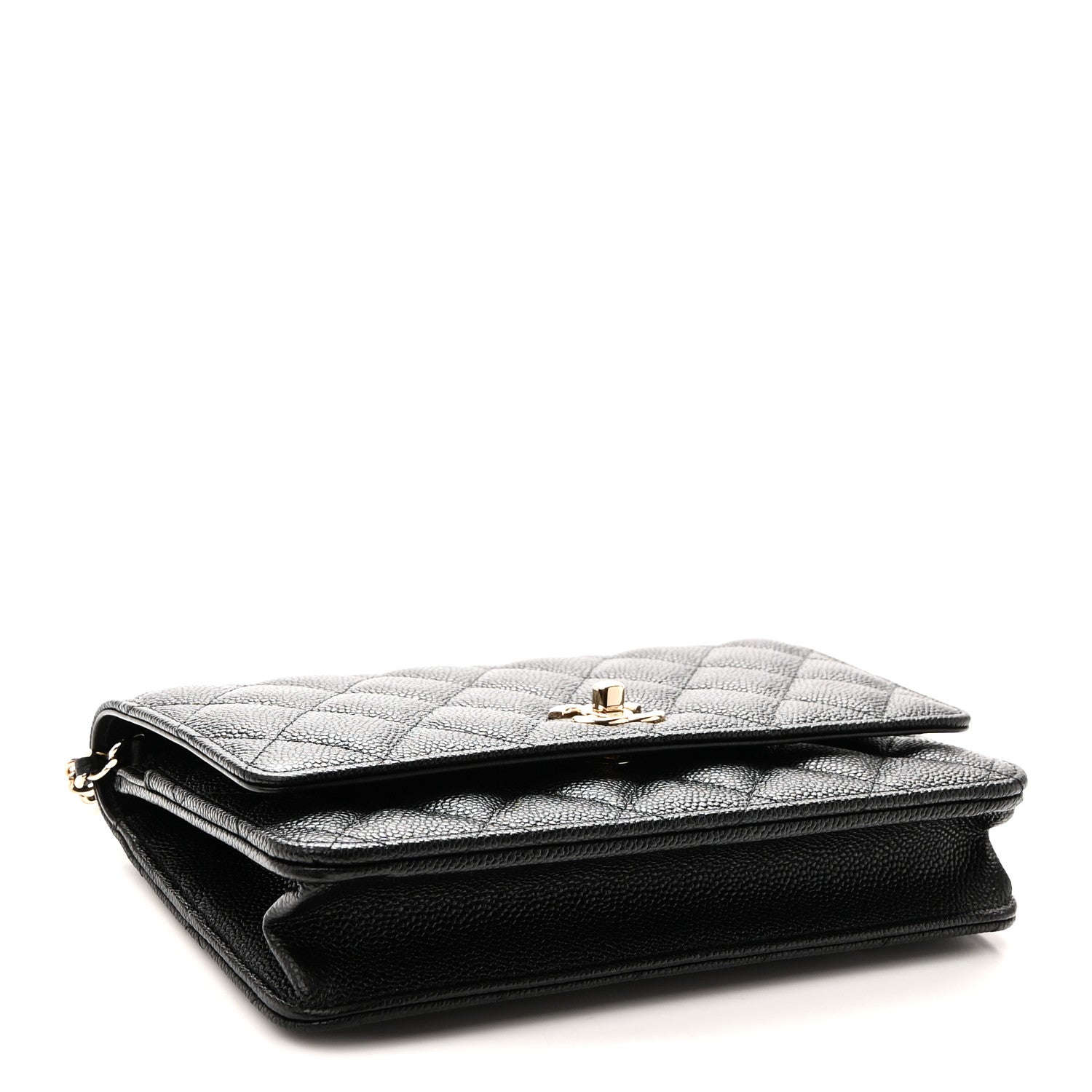 Caviar Quilted Bow Wallet On Chain WOC Black — view 4