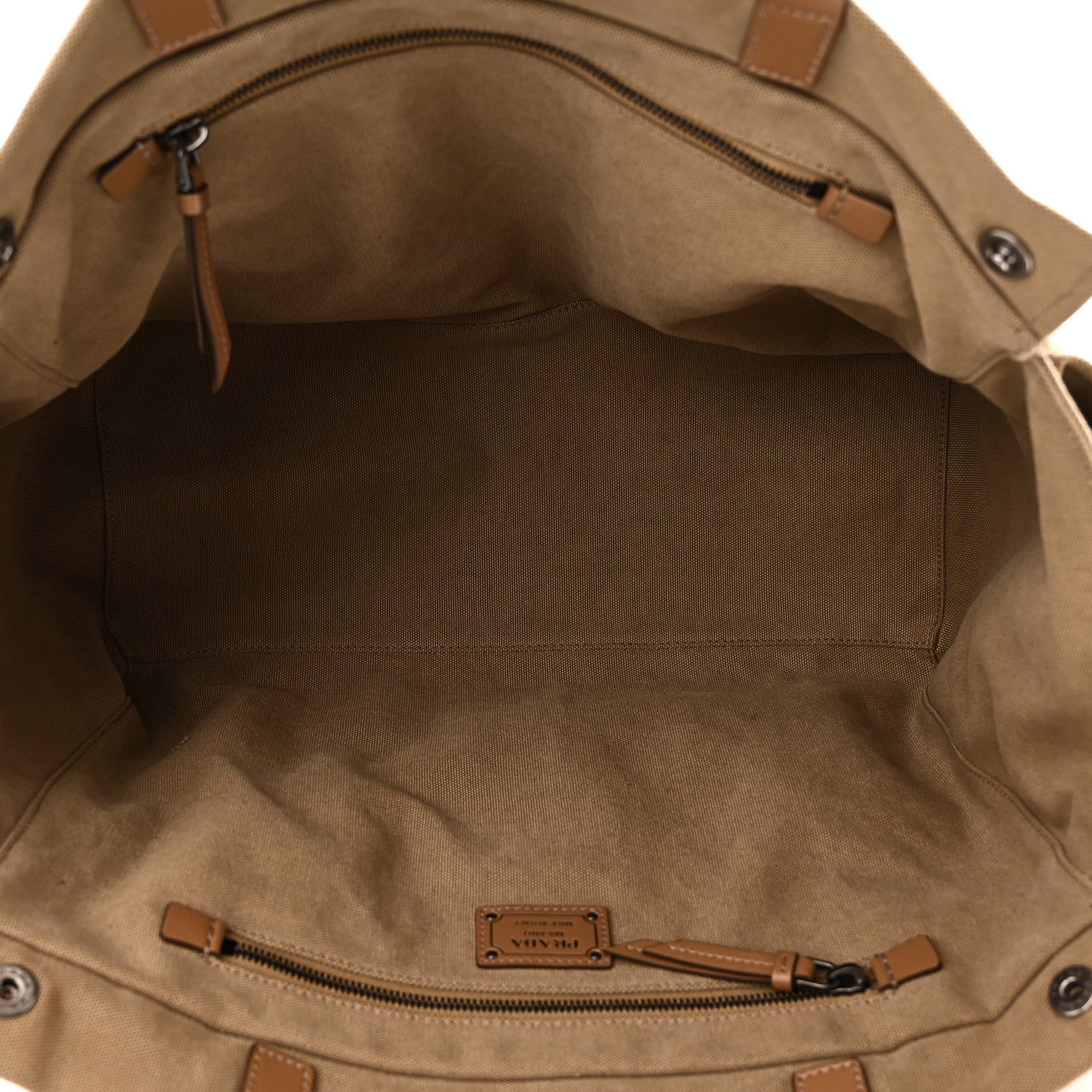 Canvas Calfskin Large Route Shoulder Bag Khaki — view 5