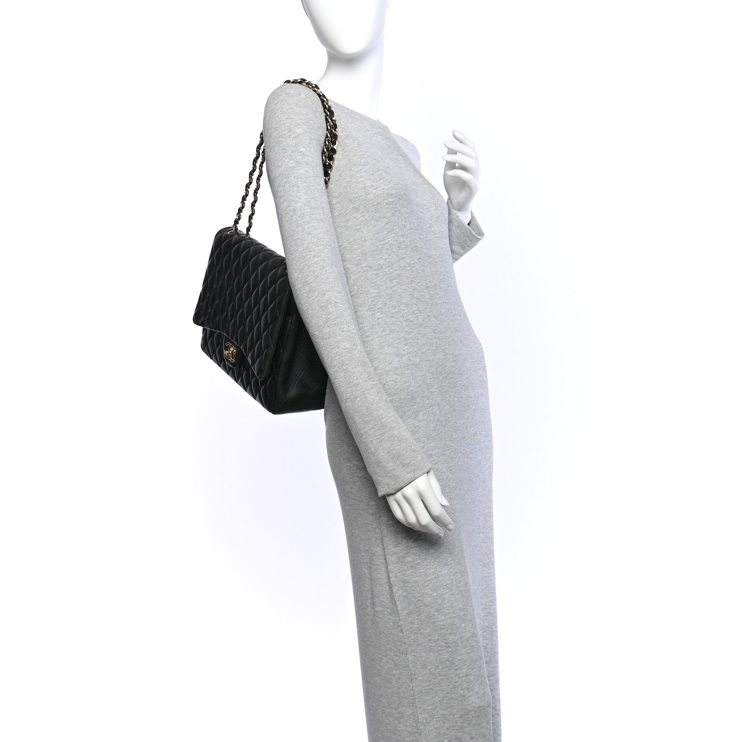Lambskin Quilted Maxi Double Flap Black — view 2