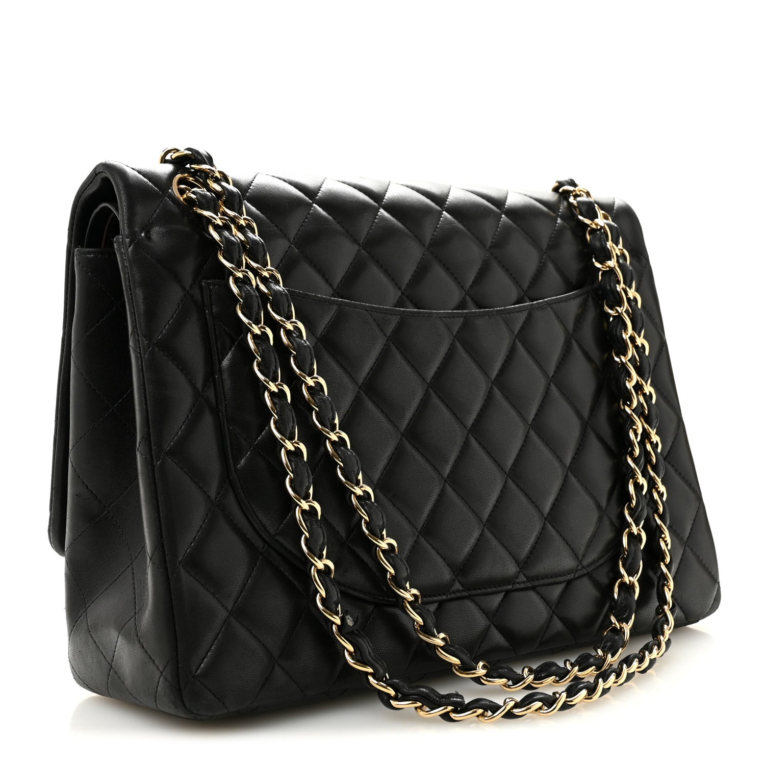Lambskin Quilted Maxi Double Flap Black — view 3