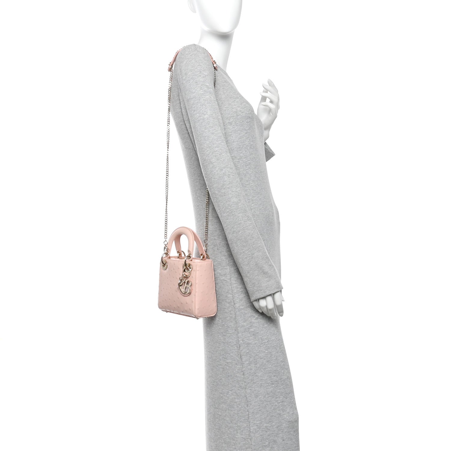 Ostrich Mini Lady Dior Light Pink — view 2
