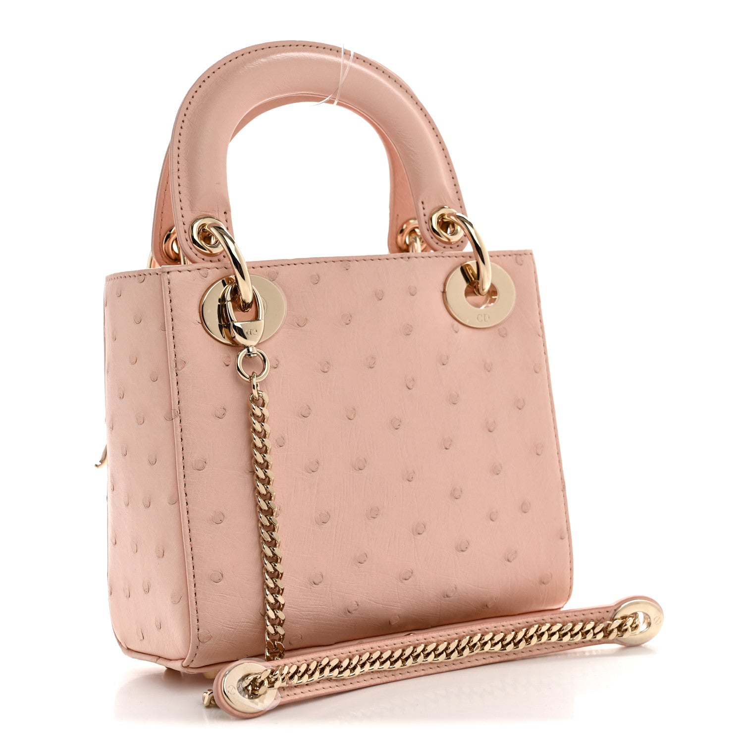 Ostrich Mini Lady Dior Light Pink — view 3