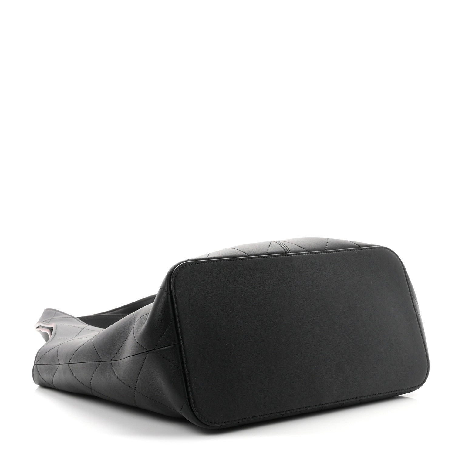 Calfskin Quilted Medium Shopping Bag Black — view 3