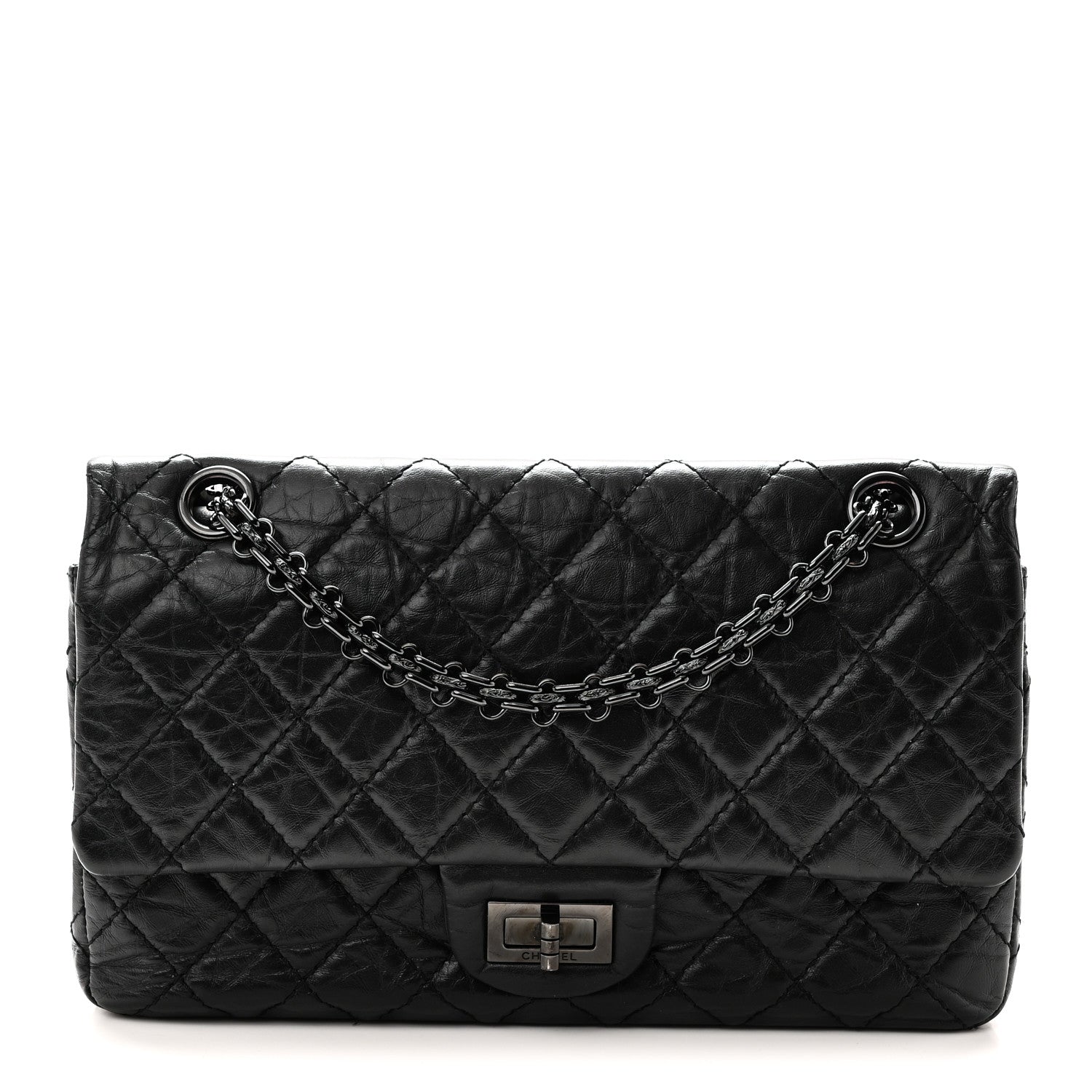 Aged Calfskin Quilted 2.55 Reissue 225 Flap So Black