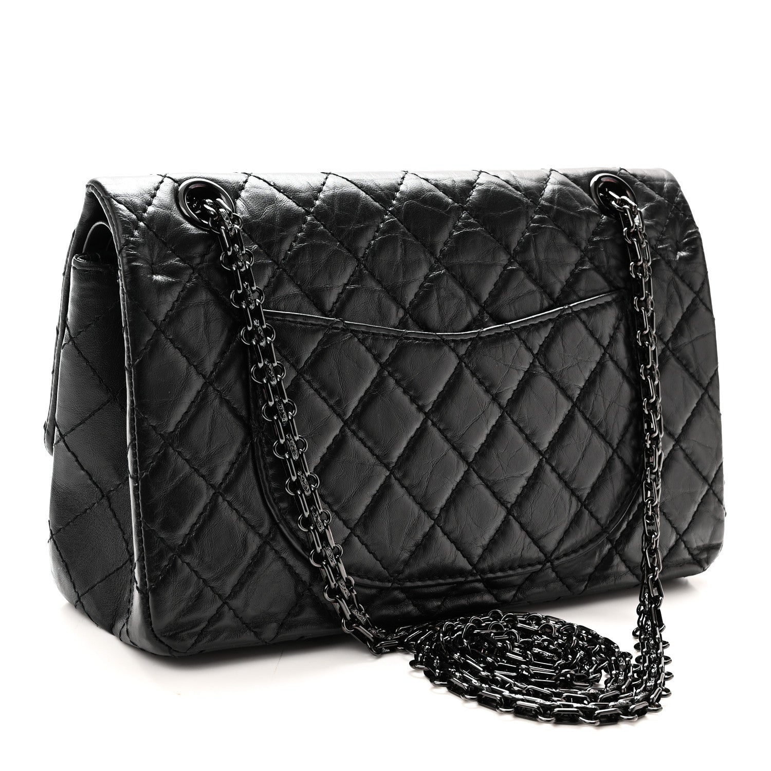 Aged Calfskin Quilted 2.55 Reissue 225 Flap So Black — view 3