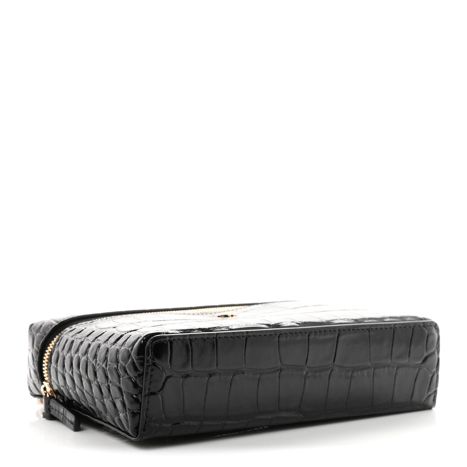 Calfskin Crocodile Embossed Crococo Exoticoco Vanity With Chain Black — view 4