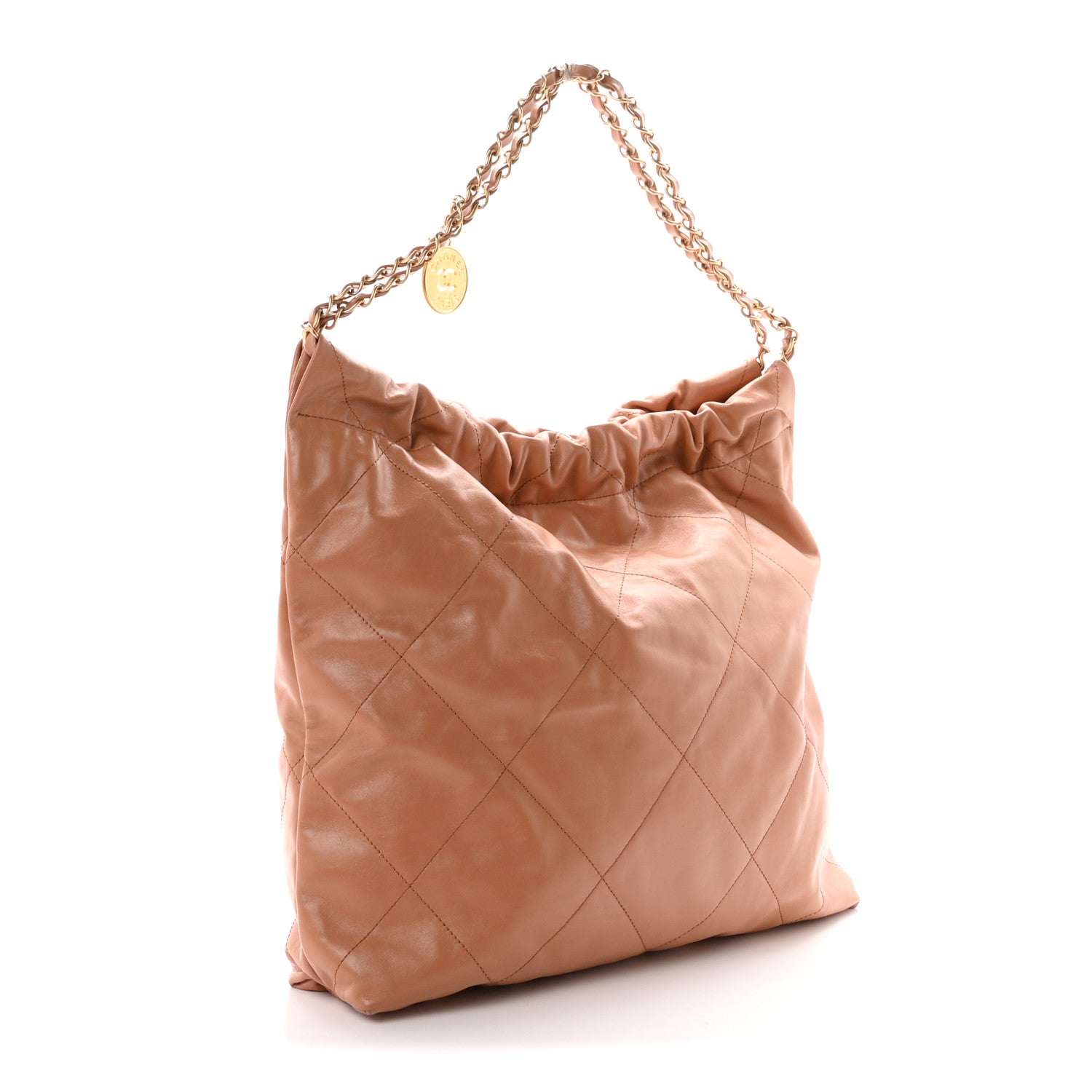 Shiny Calfskin Quilted Chanel 22 Camel — view 3