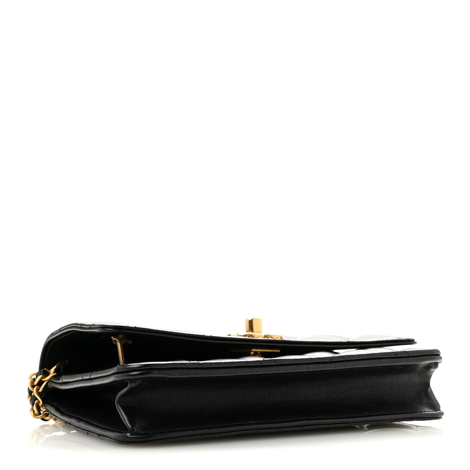 Lambskin Quilted Logo WOC Wallet On Chain Black — view 4