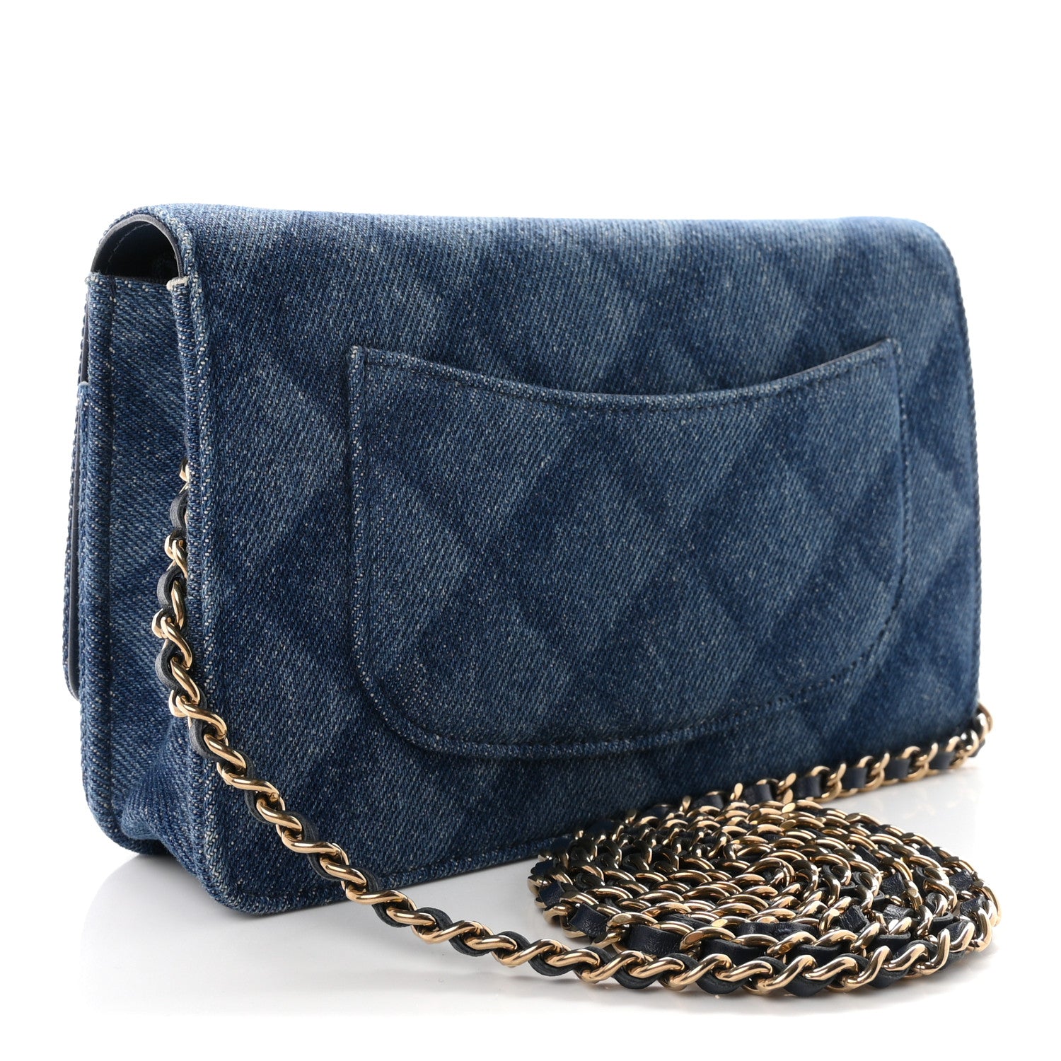 Denim Printed Wallet On Chain WOC Dark Blue — view 2