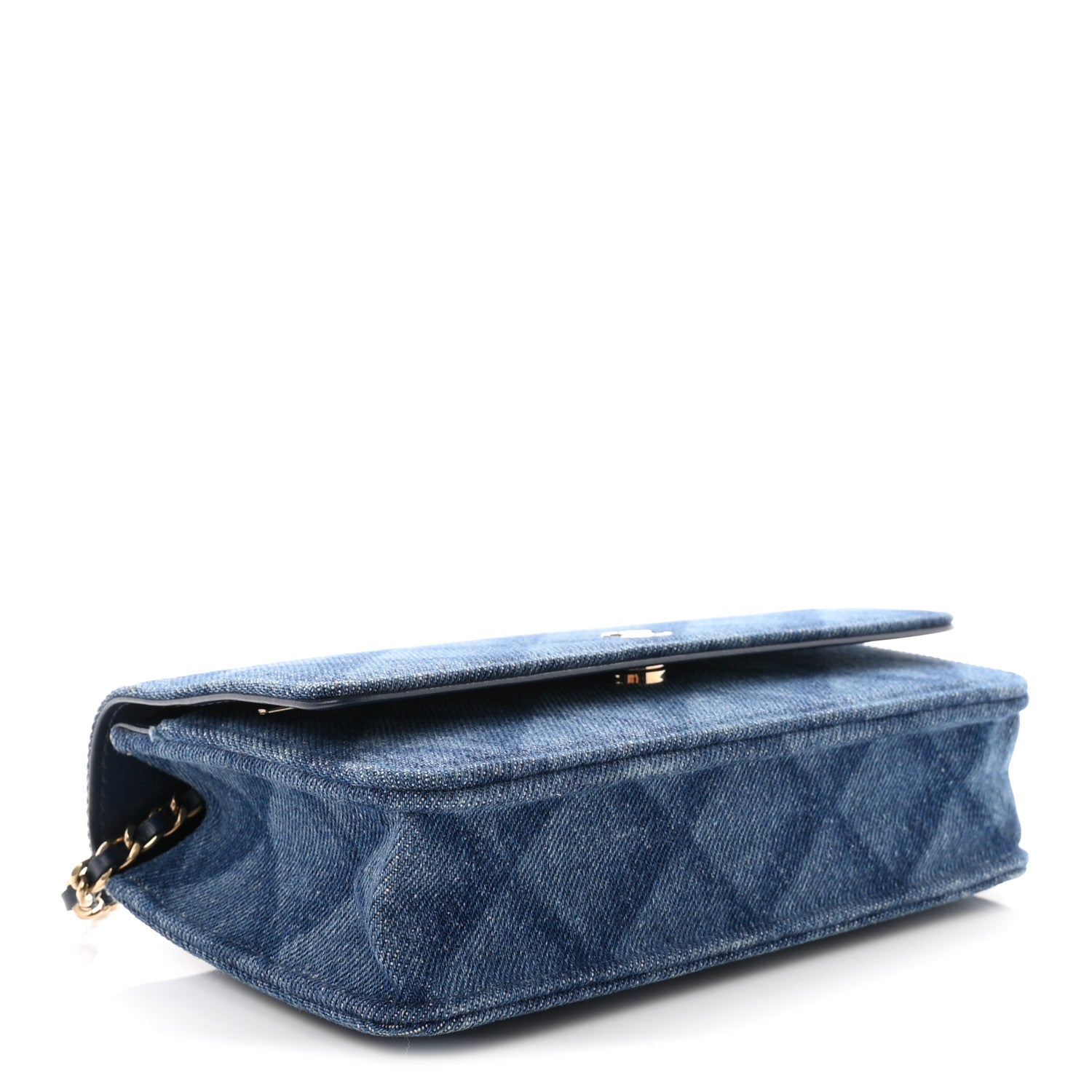 Denim Printed Wallet On Chain WOC Dark Blue — view 3
