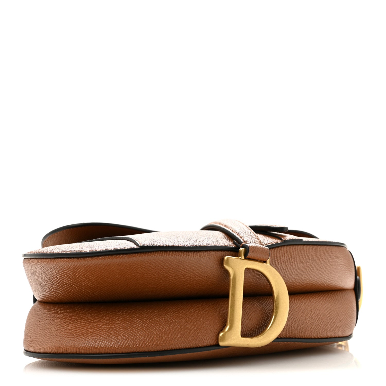 Grained Calfskin Saddle Bag With Strap Camello — view 4