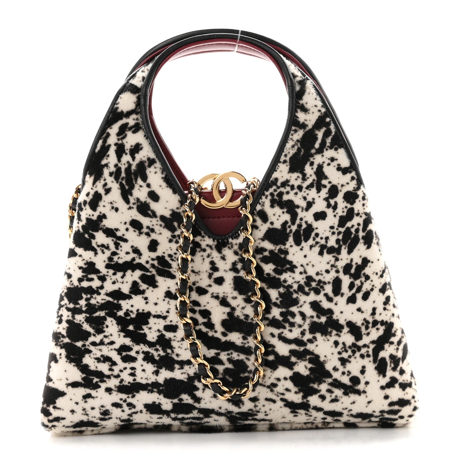 Pony Hair Printed Chic Lady Small Shopping Tote White Black — view 1